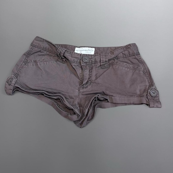 Aeropostale Y2K Low Rise Cuffed Brown Micro Shorts - Picture 1 of 7